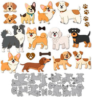 Set di taglieri per cani da 2 pezzi - Acciaio inossidabile - Taglio - Tema cucciolo - Animale carino - 110x160 mm - Taglieri a stantuffo