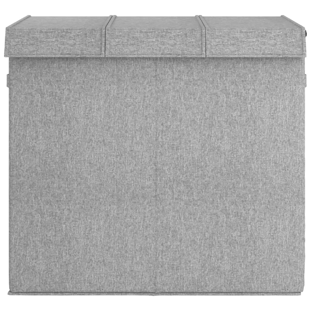 Cesto portabiancheria pieghevole 64,5 x 34,5 x 59 cm tessuto finto lino grigio 02_0006209