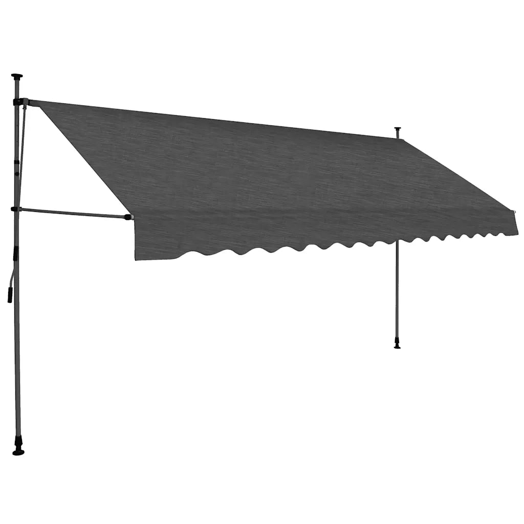 Tenda da Sole Retrattile Manuale con LED-Tenda parasole per Patio 350 cm Antracite