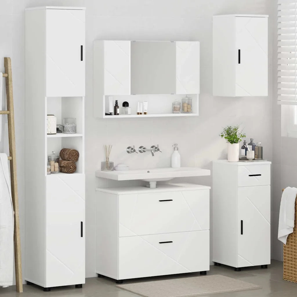Set di mobili per il bagno con cassetto con porta 5 pcs Bianco 3393073