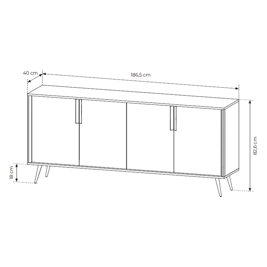 Madia Harero, Credenza 4 Ripiani, 110x40x78h cm Bianco Crema