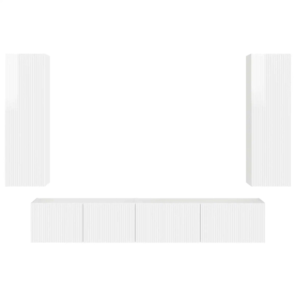 Set mobile TV 3 pcs Bianco Lucido Legno multistrato