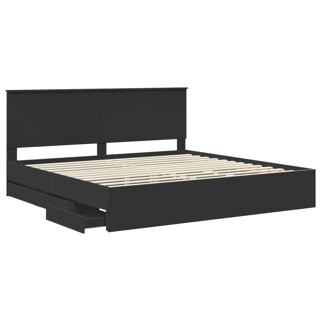 Struttura del letto-Giroletto Nero 200 x 200 cm Legno Ingegnerizzato 956741
