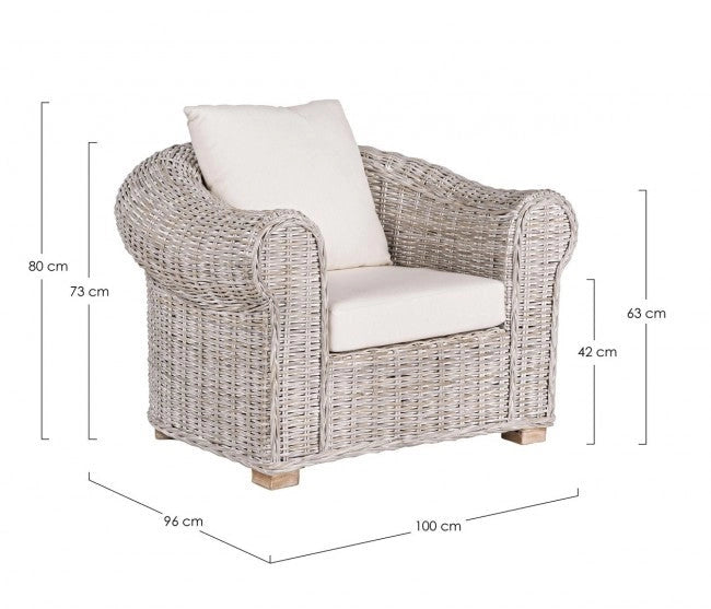 Poltrona 100x96x80h cm con Cuscini Coba