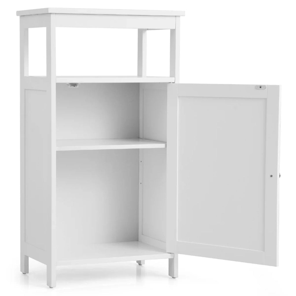 Mobile contenitore per bagno 45 x 30 x 84 cm con ripiano regolabile e anta in MDF bianco 20_0014895