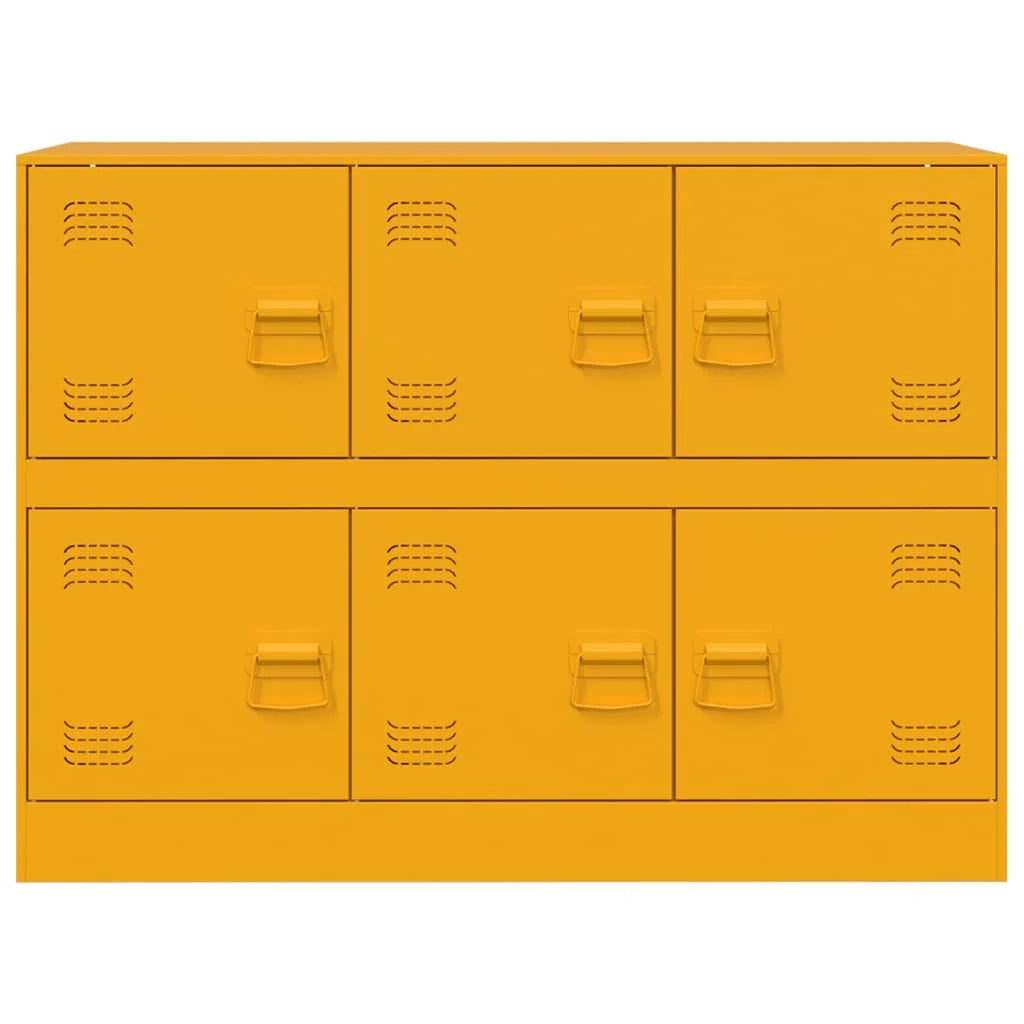 Buffet credenza cassettiera armadio mobile contenitore organizer per cucina soggiorno salotto giallo senape 99 x 39 x 73 cm acciaio giallo 02_0035711