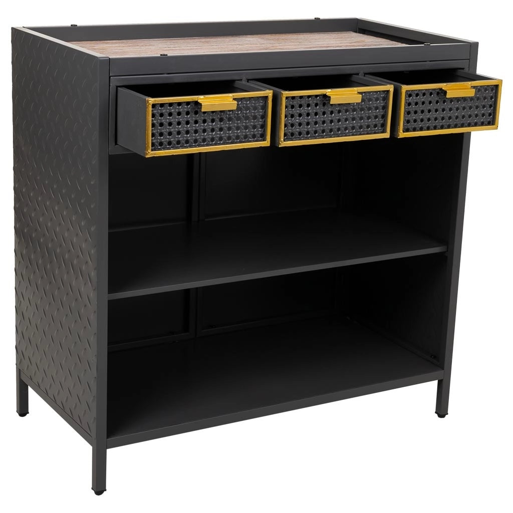 Credenza in metallo grigio e legno 80x40x79h