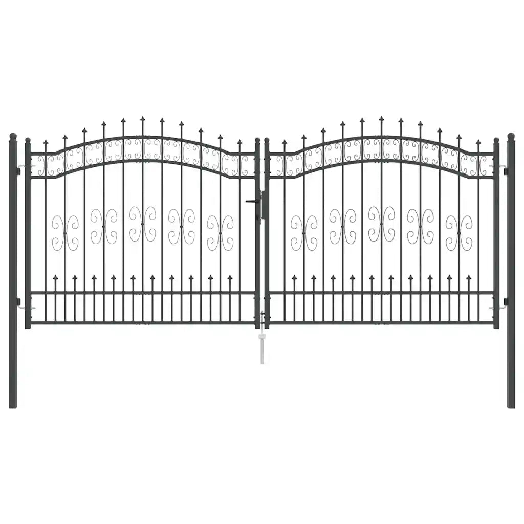 Cancello con Punta a Lancia KAMPEN 305 x 125 cm Acciaio Grigio 42009044