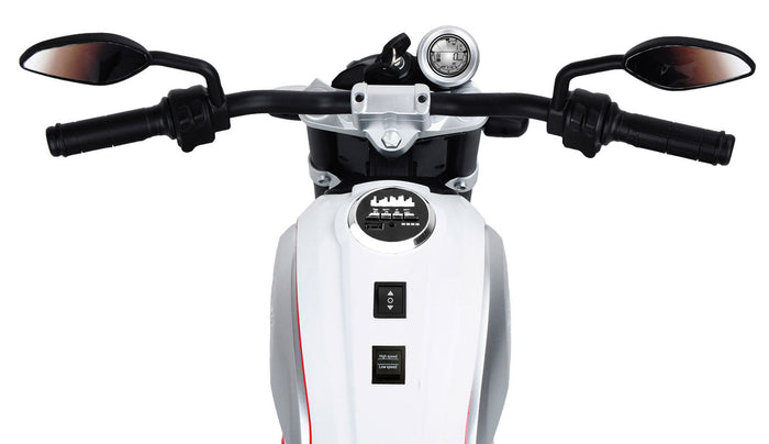 Moto Elettrica per Bambini Licenza Ufficiale Ducati Scrambler 12V 3,5Ah Bianco