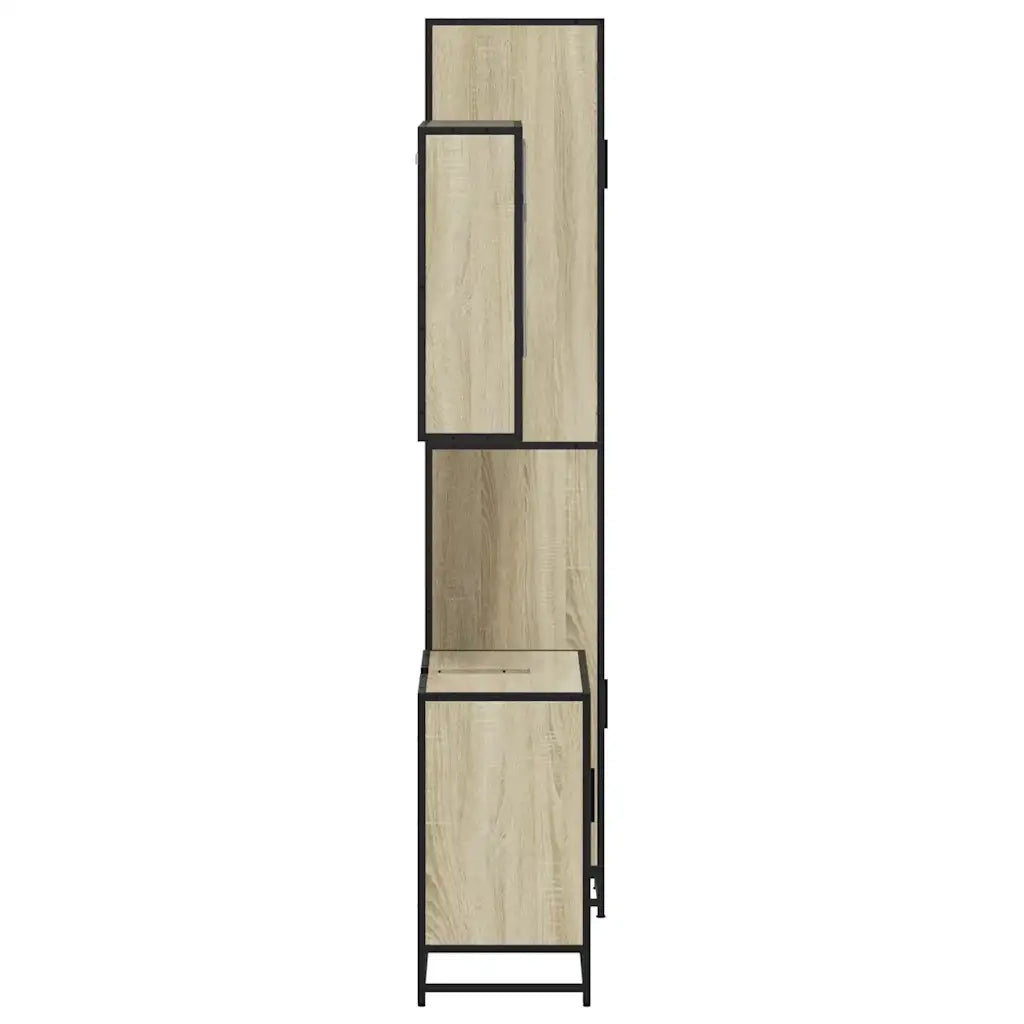 Set Mobili da Bagno 3 pz Rovere Sonoma in Legno Multistrato