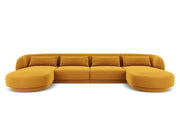 Cosmopolitan Design - Divano panoramico "Tulum" 5 posti in velluto giallo 