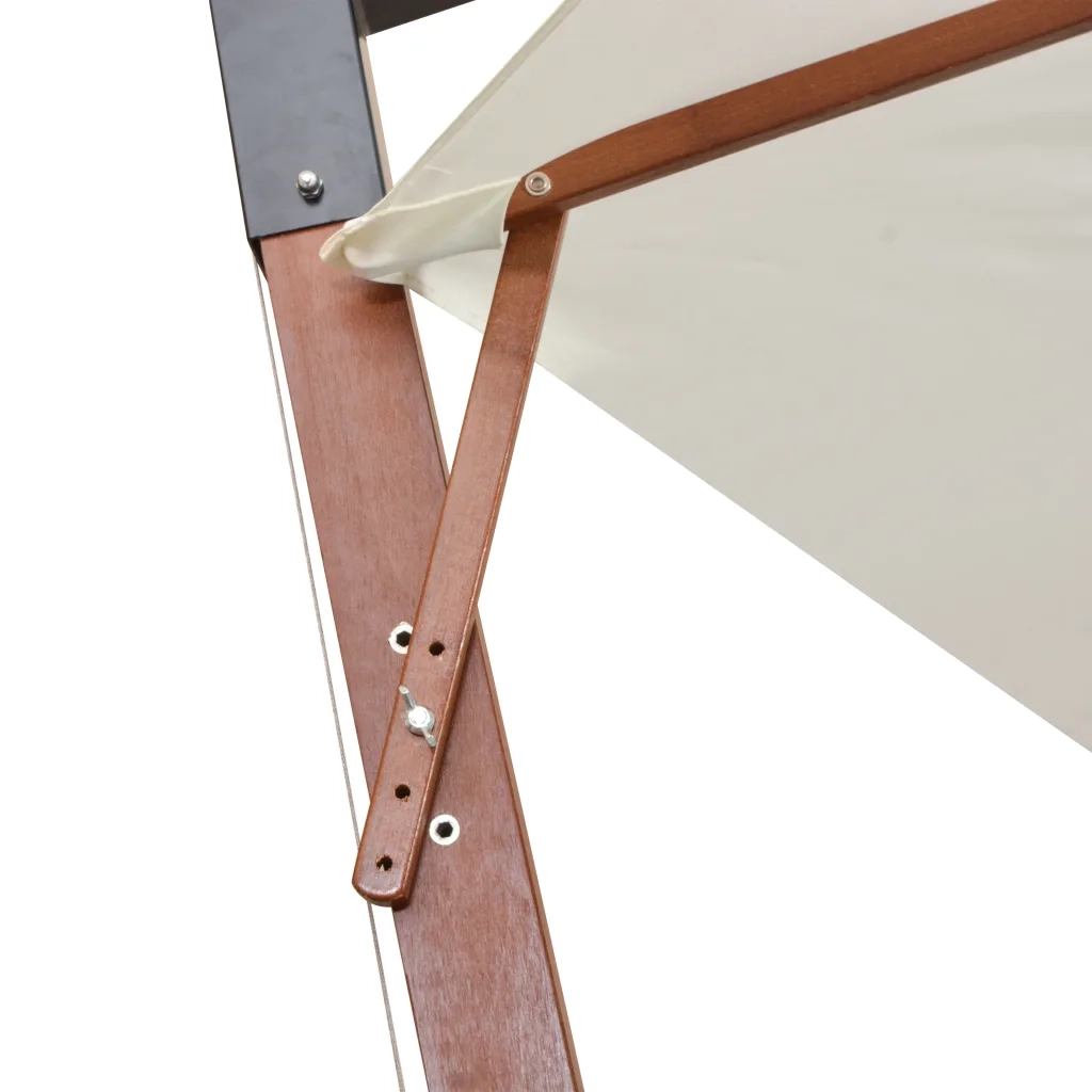 Ombrellone Pensile 350 cm Palo in Legno Bianco 42966