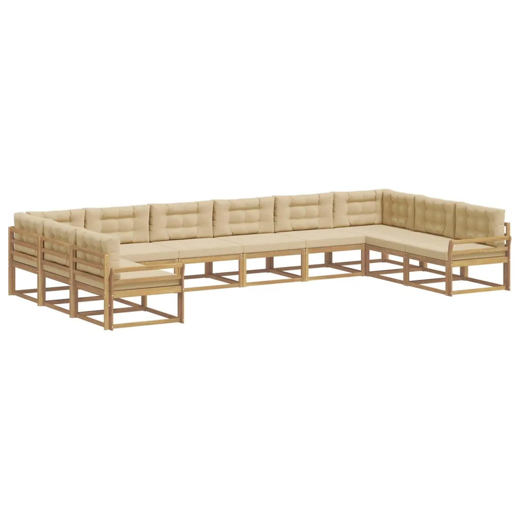 Set di divani da esterno 10 pz Bianco e Beige 3387107