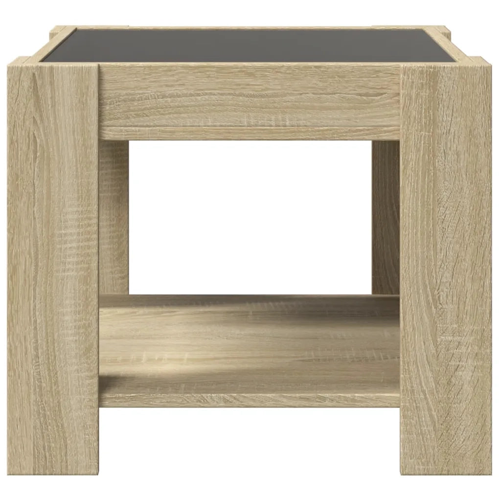 Tavolino salotto | Tavolino da caff¨¨ | Tavolino da Soggiorno con LED Rovere Sonoma 53x53x45 cm Multistrato