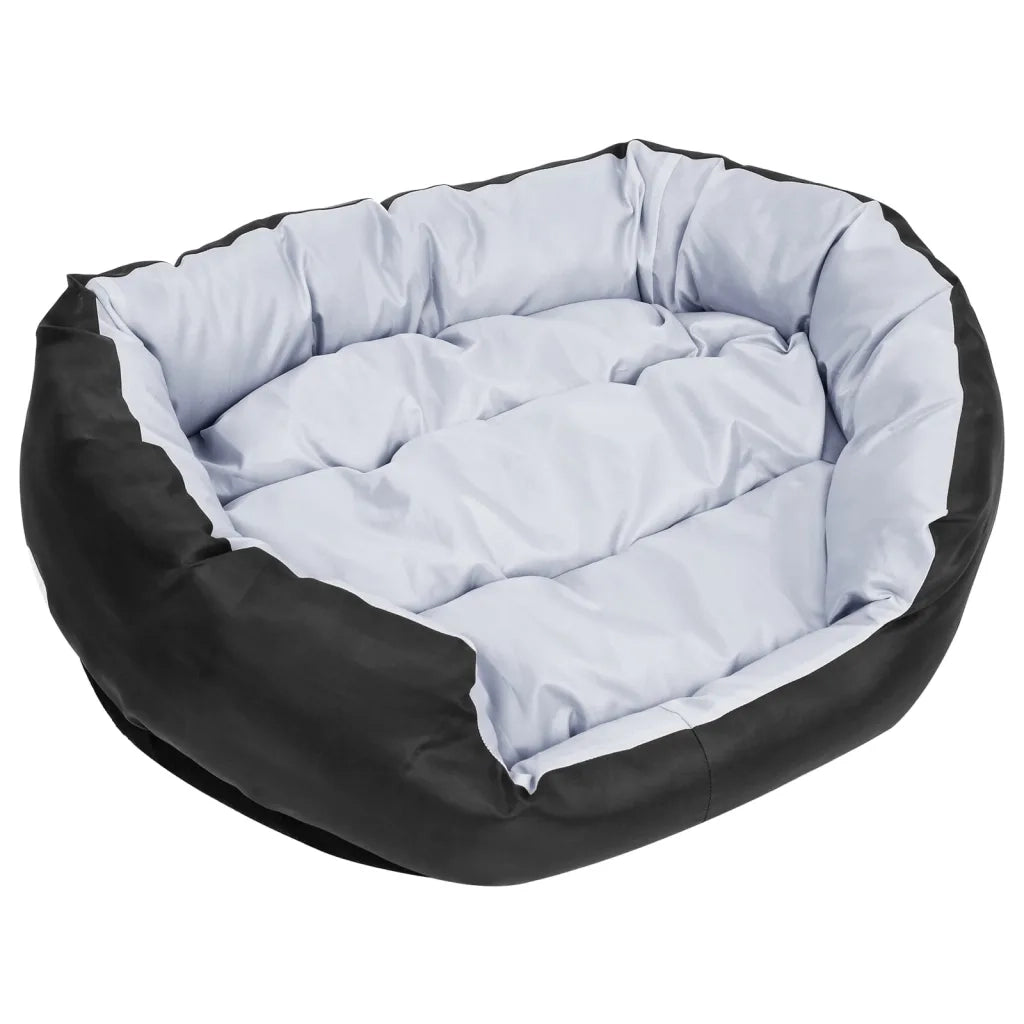 Cuscino per Cani Reversibile e Lavabile Grigio Nero 85x70x20 cm cod mxl 45383