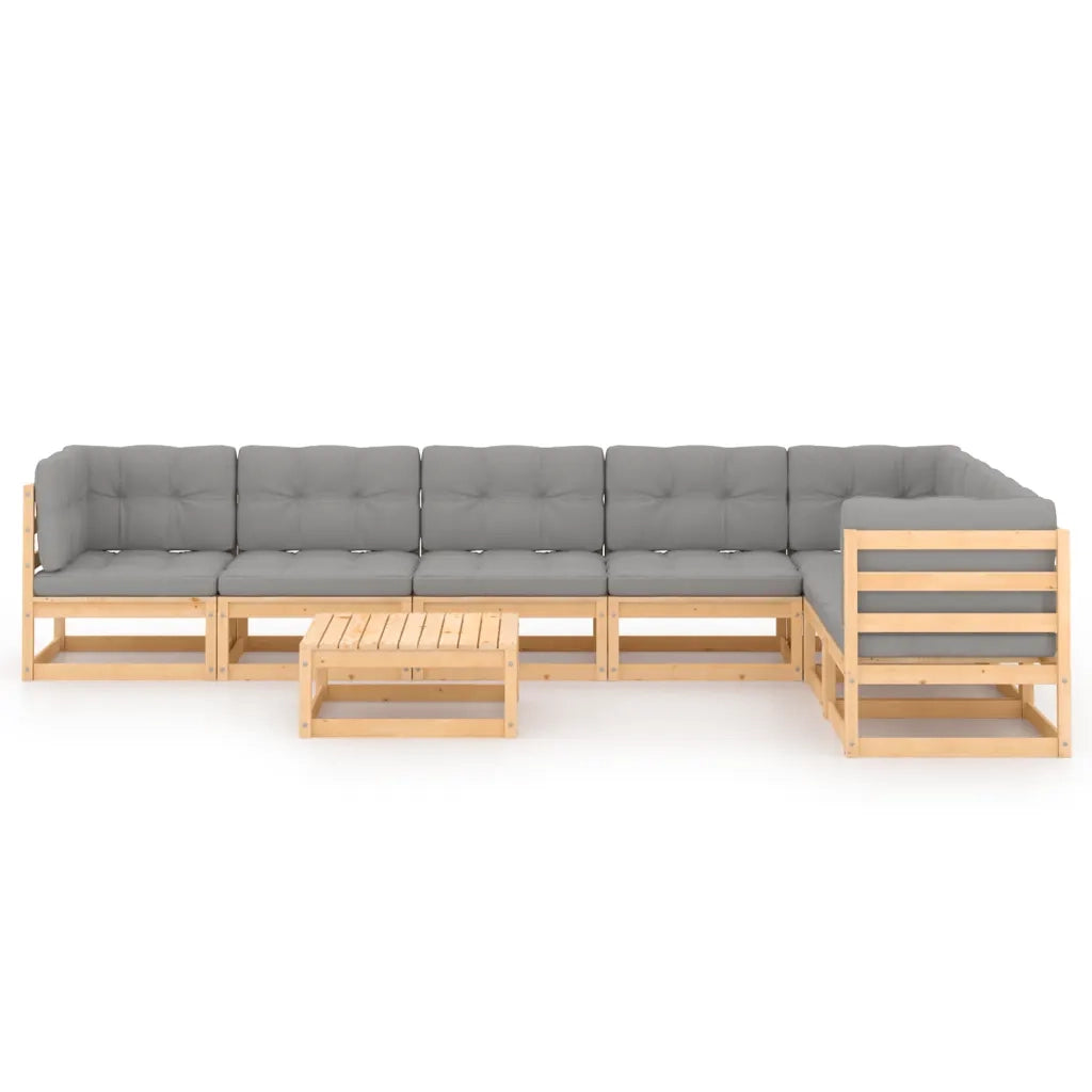 Set Salotto Giardino 8 pz Cuscini Antracite Legno Massello Pino 3076799