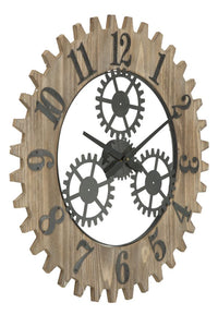 Orologio da Muro Ingranaggio Plus Ø60x4 cm in Ferro e MDF Nero