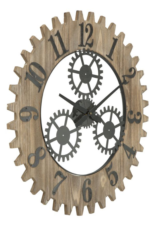 Orologio da Muro Ingranaggio Plus Ø60x4 cm in Ferro e MDF Nero