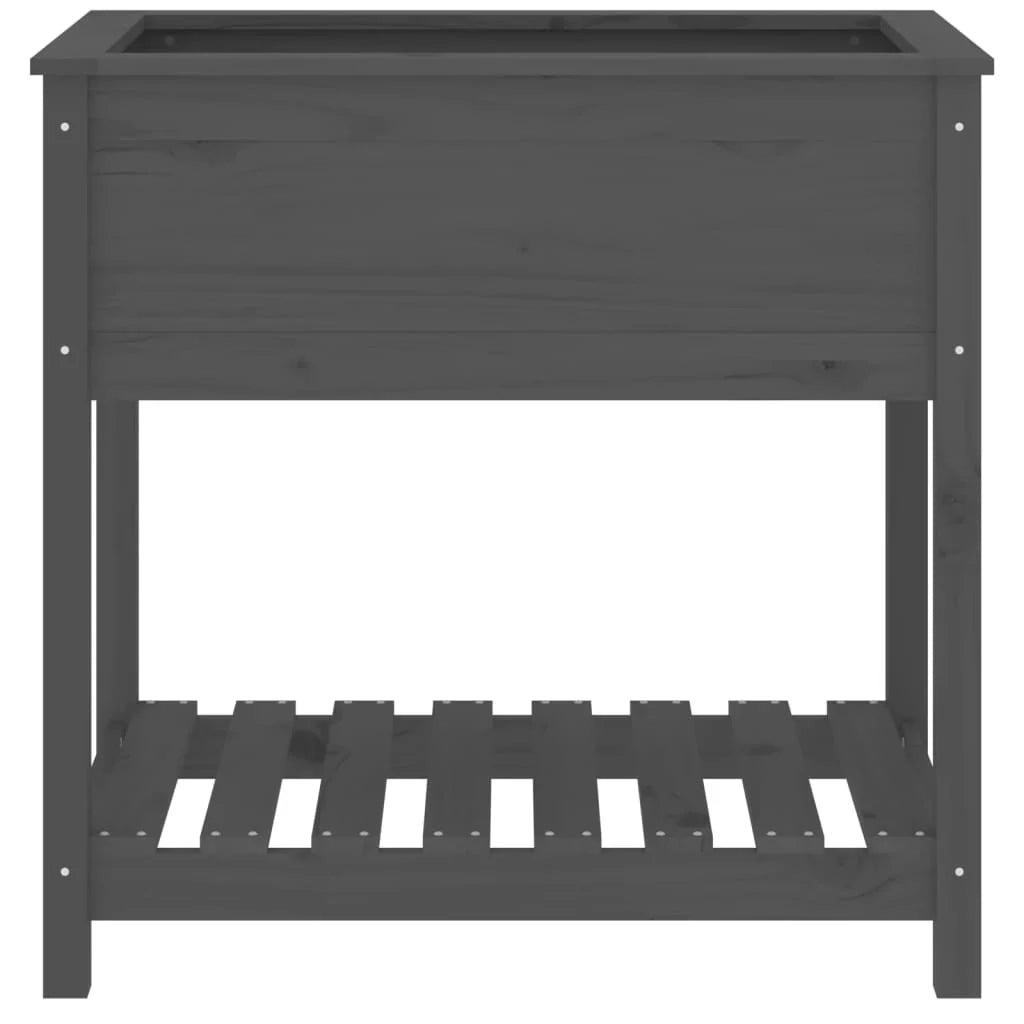 Fioriera rialzata per piante fiori patio giardino con ripiano 82,5 x 54 x 81 cm legno massello di pino grigio 02_0038406