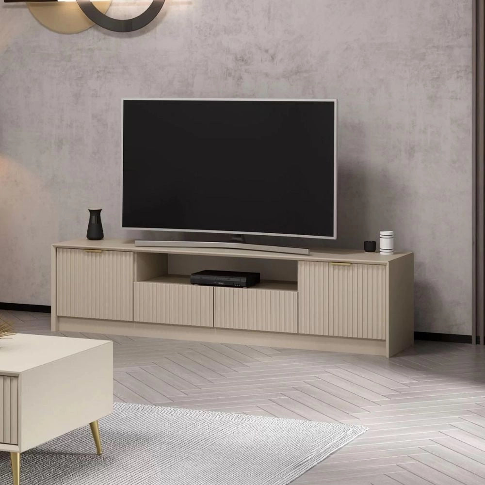 Porta TV Kale cashmere effetto cannettato 180x35x45H