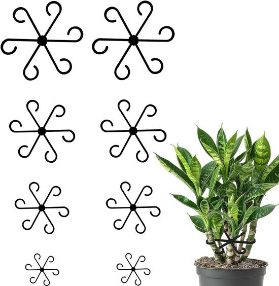 Sostegni per piante 8 pezzi - Vasi per piante - Aiuto alla crescita per piante da appartamento - Dimensioni diverse 5,7/7,7/11,7/13,5 cm - Plastica - Nero - Vaso per piante