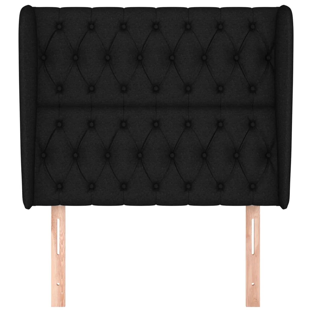 Testiera | Testata ad Orecchio Nera 103x23x118/128 cm in Tessuto
