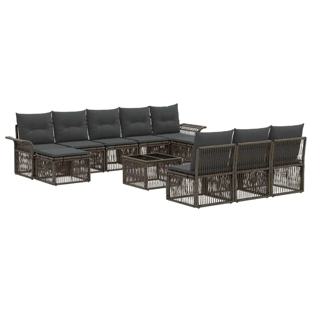 Set Divano da Giardino 11 pcs Grigio polyrattan 3434954