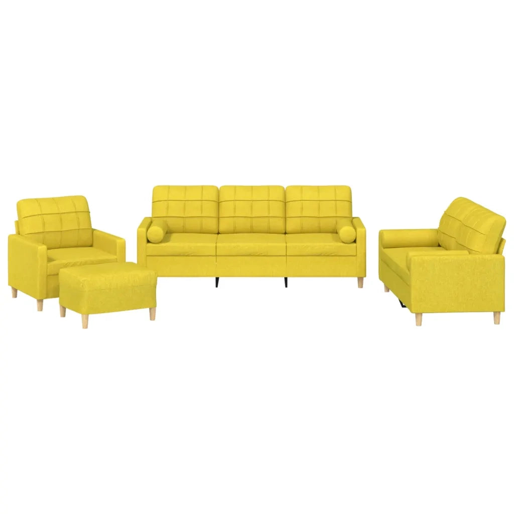 Set di Divani 4 pz con Cuscini Giallo Chiaro in Tessutocod mxl 131108