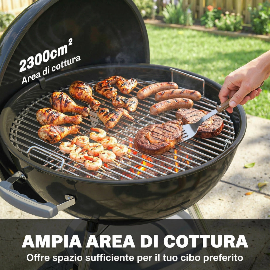 Barbecue a Carbone con Griglia Rotonda ¨C Zephmum ¨C Nero
