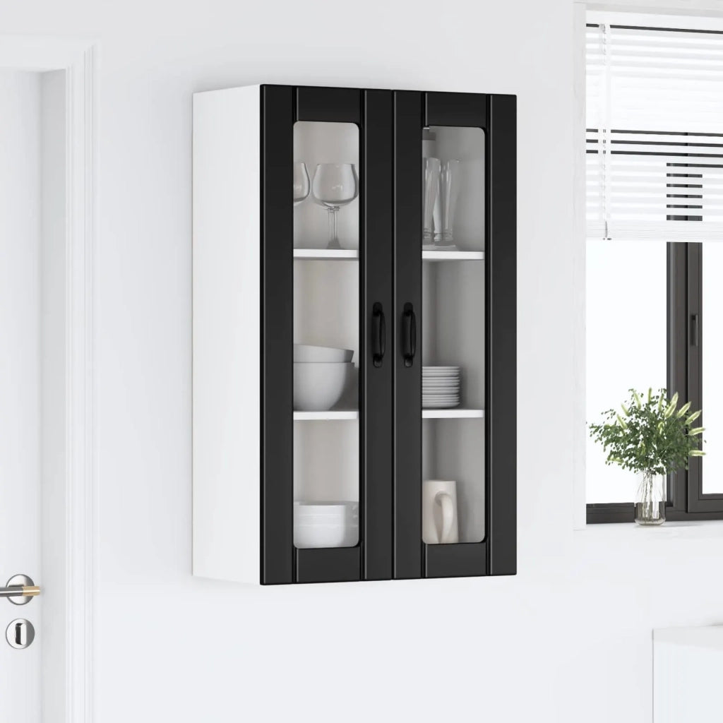 Pensile da cucina | Mobile in vetro da parete LUCCA Nero 60 x 31 x 100 cm