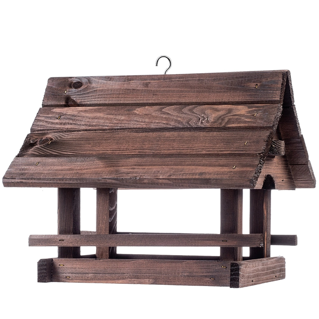 KADAX Grande casetta per mangiatoia per uccelli in legno di alta qualità da appendere, colore marrone, ideale come regalo.