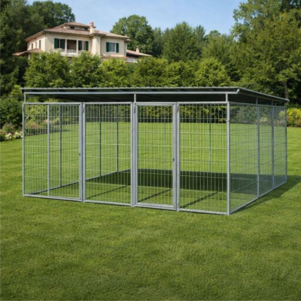 2 box uniti per cani da esterno copertura zincato a caldo ciascuno da 300x300xh180 cm