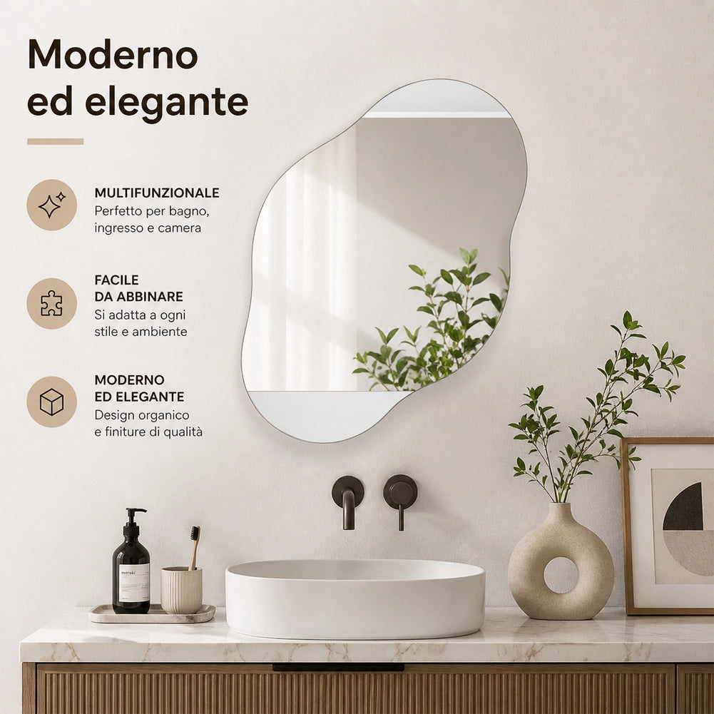 Specchio Nuvola con Mensole Contenitore Scaffale Salvaspazio 60x13x75cm Bianco