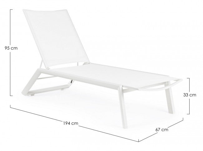 Set 4 Lettini Prendisole da Giardino 67x194x95h cm Cruise con Ruote Bianco