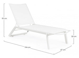 Set 4 Lettini Prendisole da Giardino 67x194x95h cm Cruise con Ruote Bianco