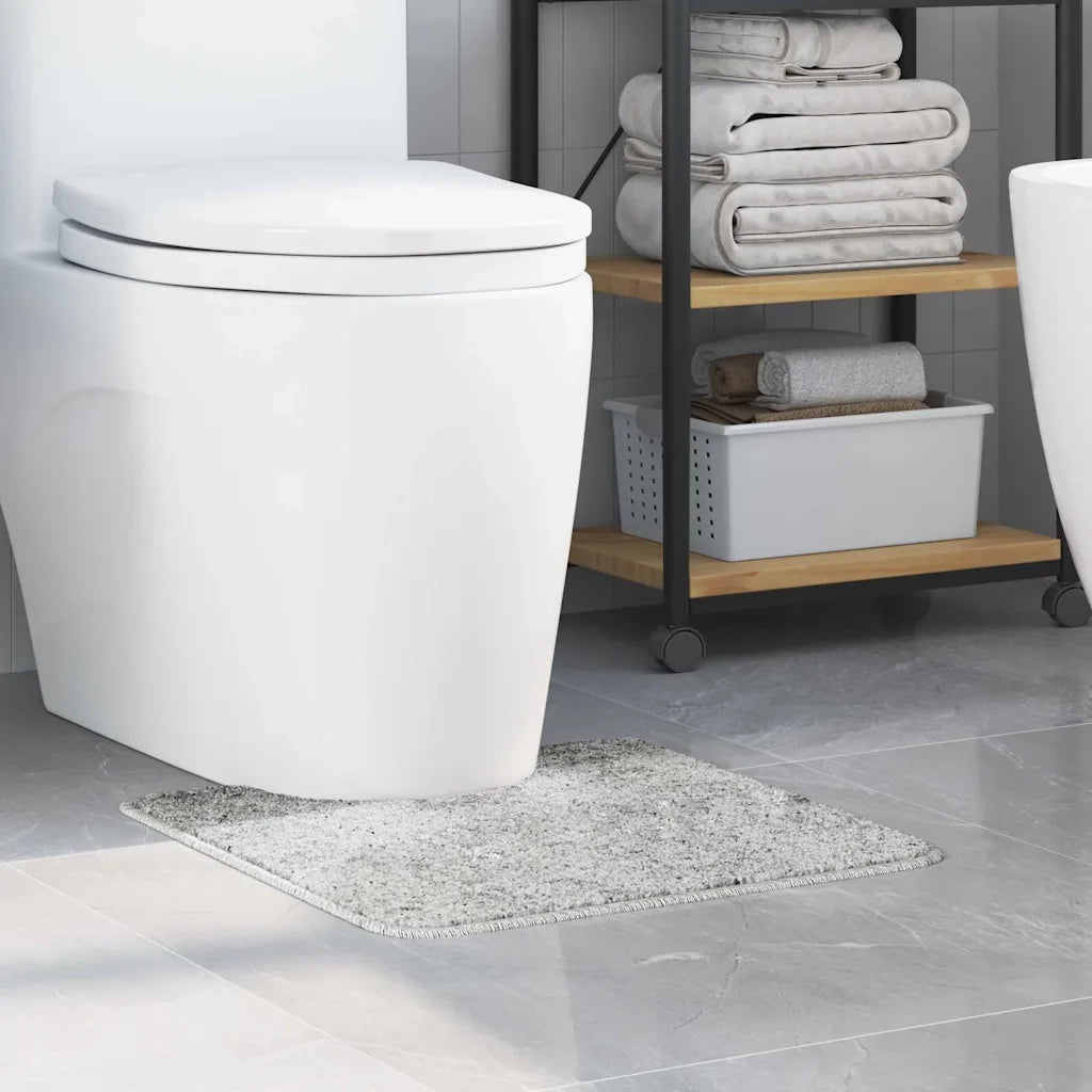 Tappeto Antiscivolo per Bagno con Taglio per Toilette Grigio 4019815