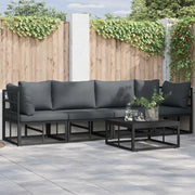 vidaXL Set Divano da Giardino con cuscino 5 pcs Nero Alluminio