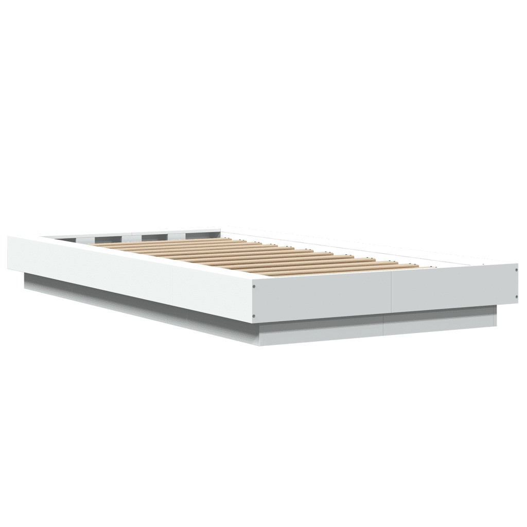 Giroletto con Luci LED-Struttura Letto Bianco 90x190 cm in Legno Multistrato 686986