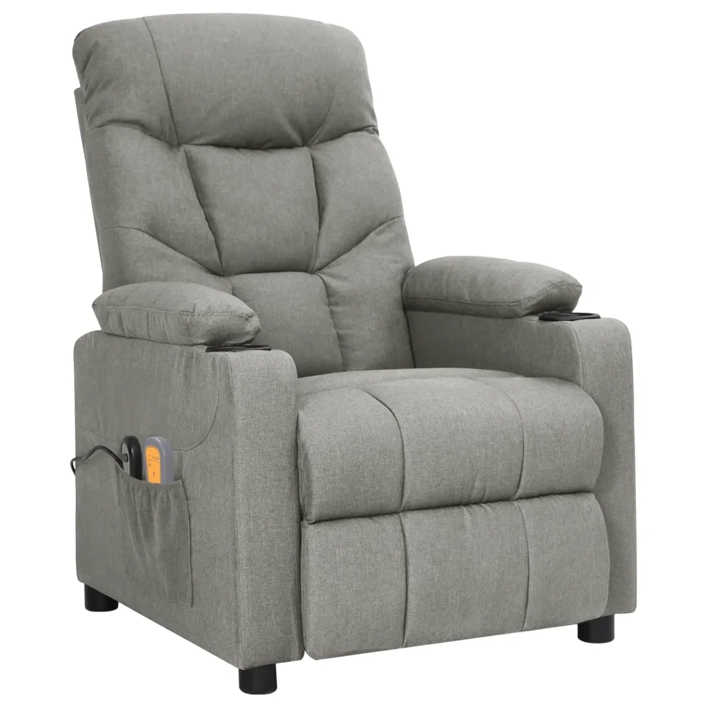 Poltrona Massaggiante Elettrica Grigio Chiaro in Tessuto 3098827