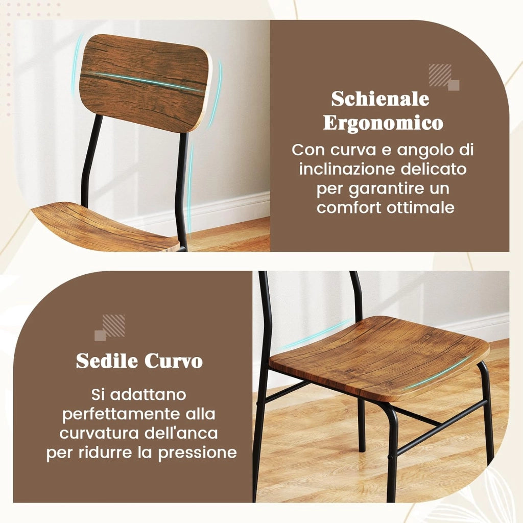 Set Mobili da Bar Tavolo e 2 Sedie, Tavolino Quadrato con Scaffale di Stoccaggio, Tavolo Birreria con 2 Seide per Balcone, Sala da Pranzo, Cucina e Ristorante (Marrone)