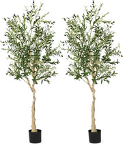 Olivier Artificiale 180 cm con 1296 foglie in PEVA, 72 olive, finto ulivo interno con vaso riempito di cemento, pianta artificiale interna, decorazione per casa, soggiorno, camera da letto