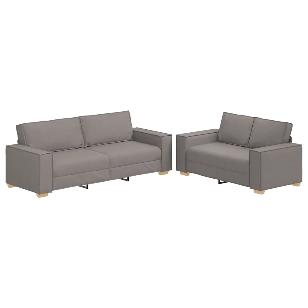 Set di Divani 2 pz con Cuscini Tortora in Tessuto 3324697