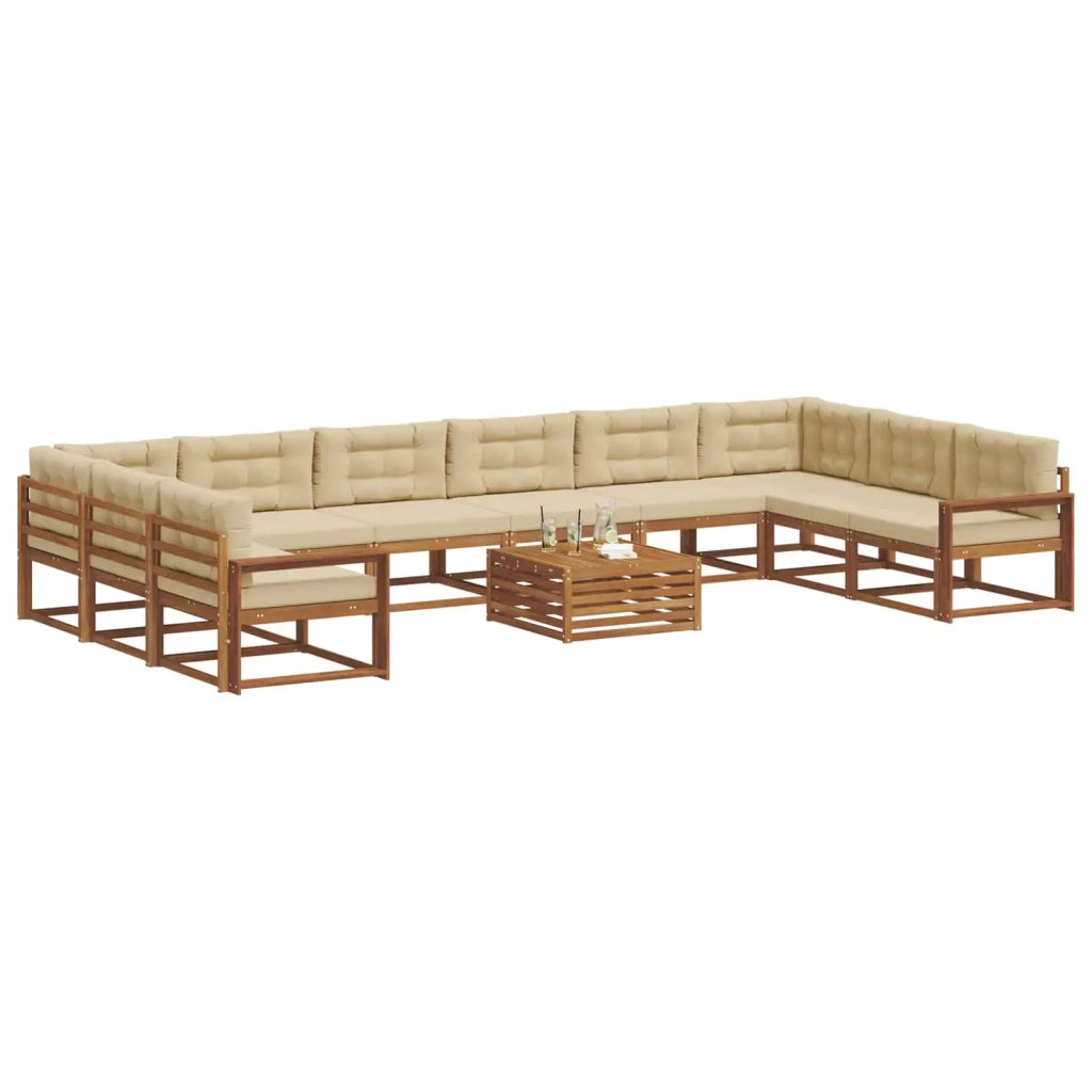 Set di divani da esterno con cuscino 11 pcs Naturale e Beige 3368281