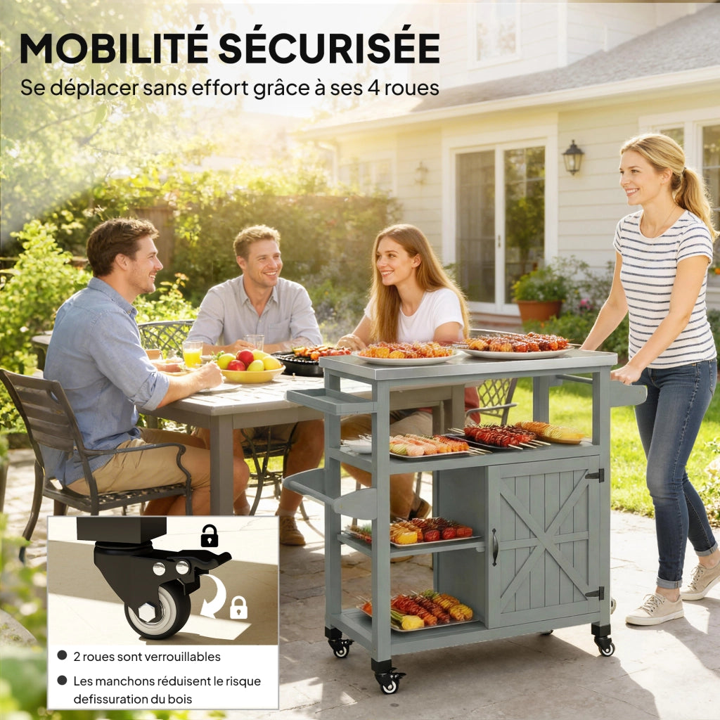 Carrello per barbecue con ripiano in acciaio inossidabile ¨C Minimal ¨C Grigio 107x49.5x92.5 cm