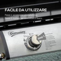 Piastra Barbecue a Gas da Tavolo con 2 Bruciatori e Potenza 6kW, 48.5x46x21cm, Nero