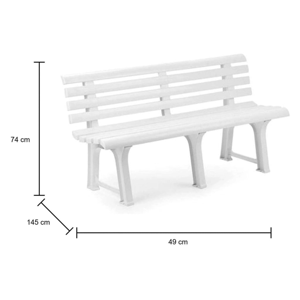 Artur, Panchina da Esterno 3 Posti Made in Italy, 145x49x74h cm Bianco