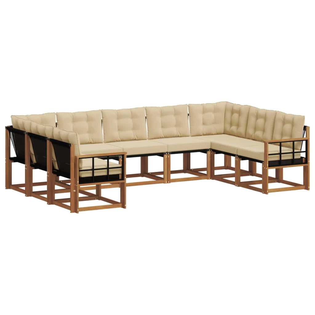 Set di divani da esterno con cuscino 9 pcs Naturale e Beige