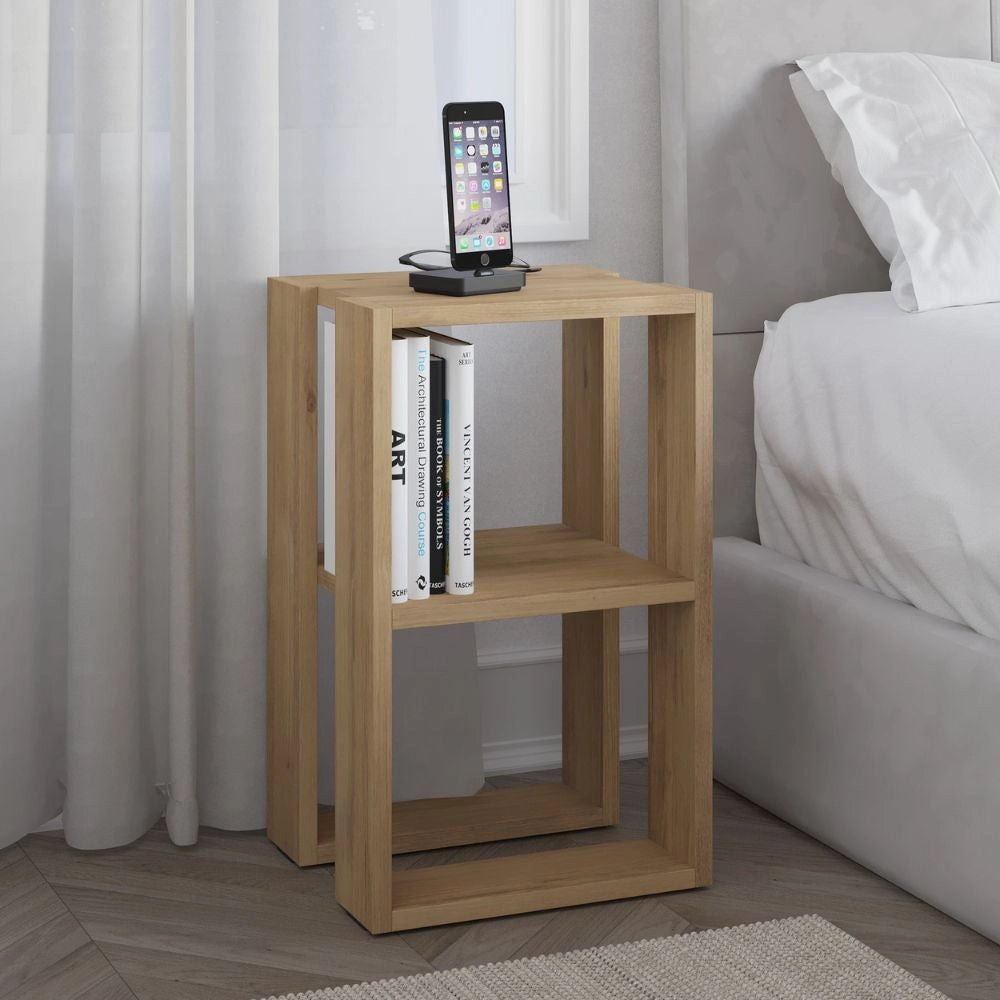 Comodino 1 Ripiano 55x30x34 cm in MDF Lonie Rovere