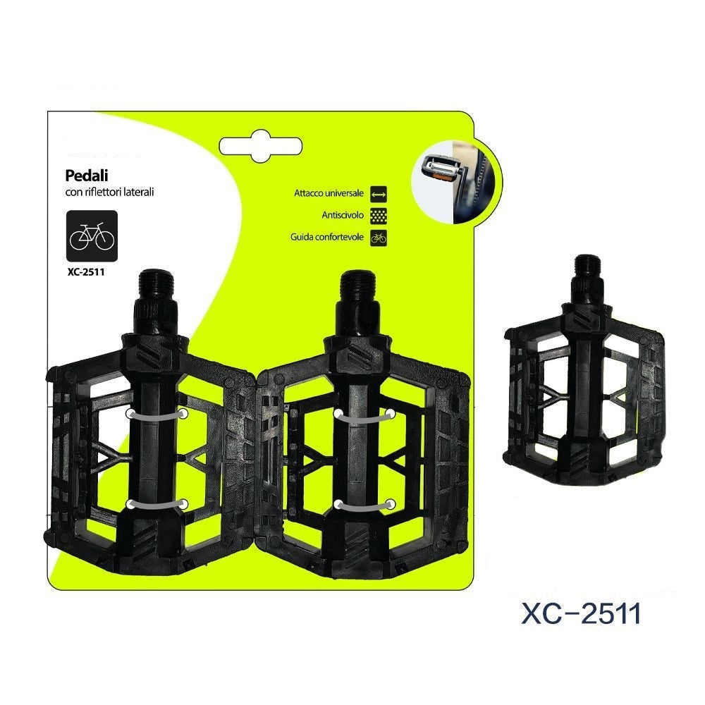 Trade Shop - Coppia Di Pedali Bicicletta Con Riflettori Laterali Attacco Universale Xc-2511 -