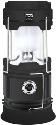 Lanterna esterna LED con batteria ricaricabile via energia solare USB, lunga durata della batteria, lampada da campeggio, lampada da esterno potente, nera